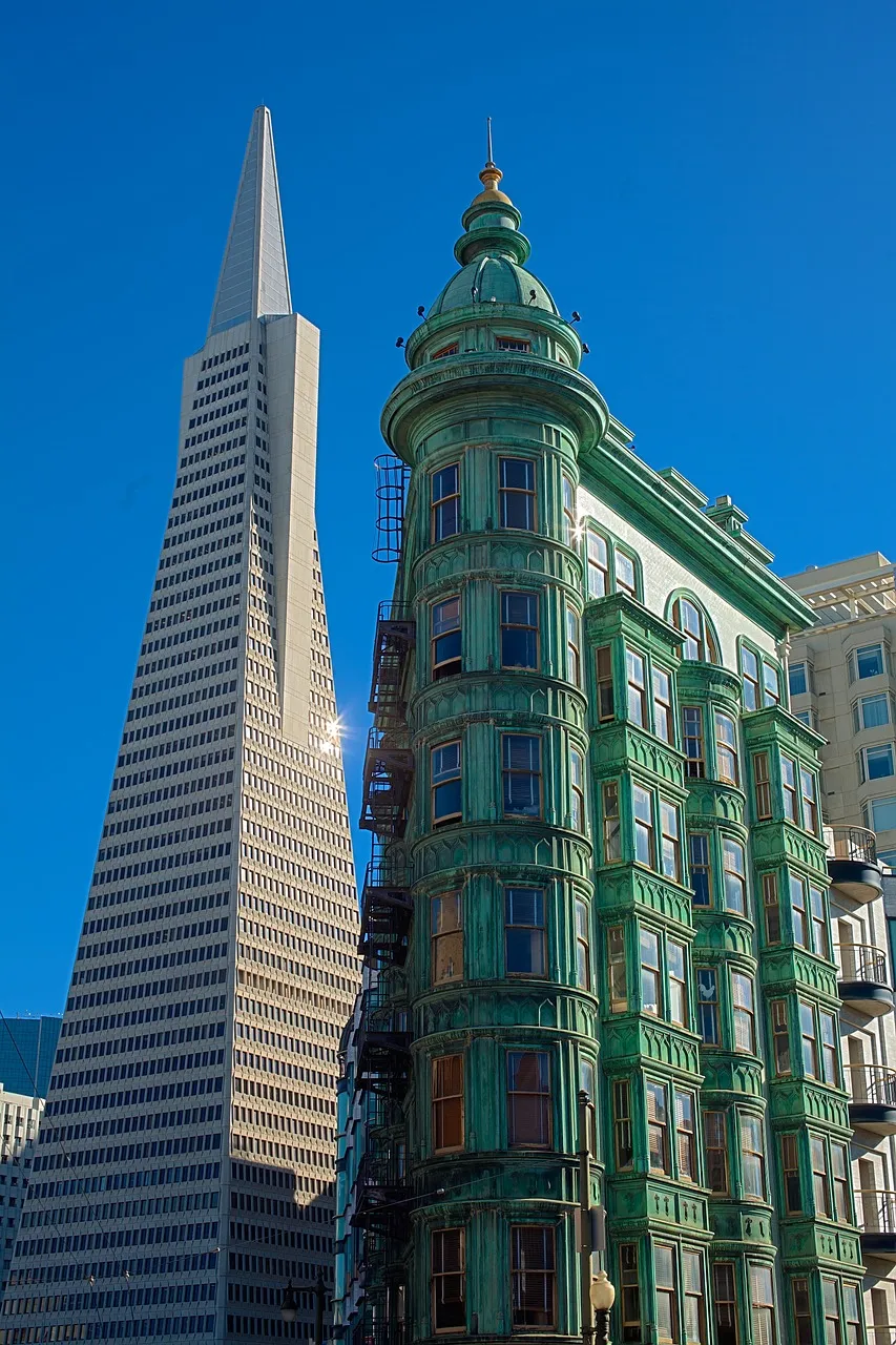 The vintage green Columbus Tower