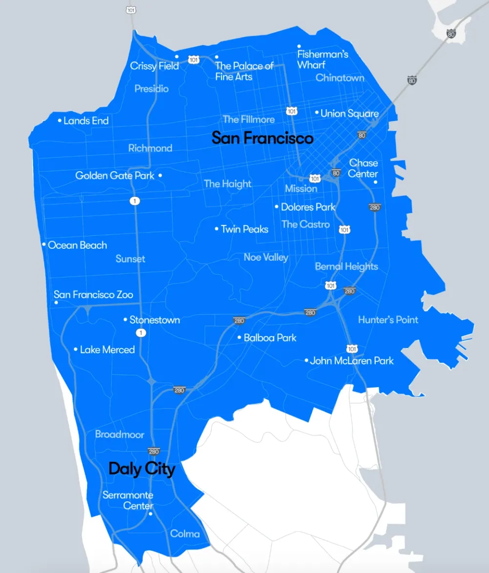 無人駕駛計程車行駛區域