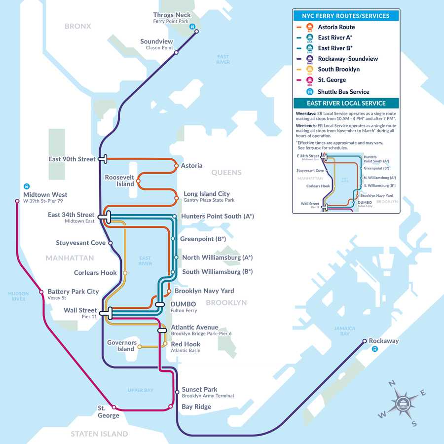 紐約渡輪路線圖
